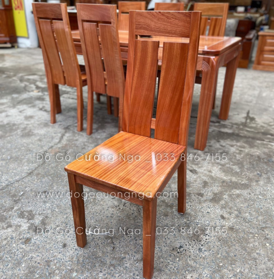 Bộ bàn ăn mặt đá 6 ghế gỗ Xoan Đào cao cấp - Ghế chữ T 