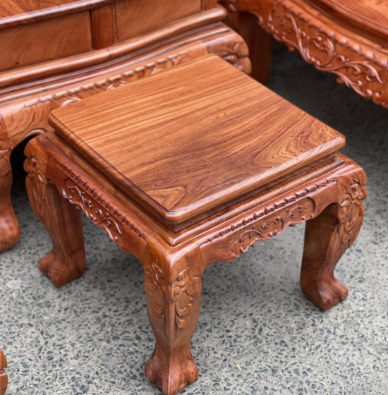 Bộ salon gỗ hương đá tay 12 chạm nghê hạt cao cấp 