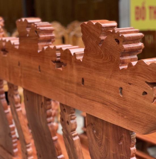 Bộ salon gỗ hương đá tay 12 chạm nghê hạt cao cấp 