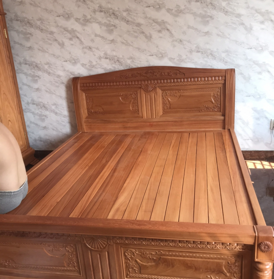 Giường gỗ gõ đỏ cao cấp vạt phản  - mẫu quạt 