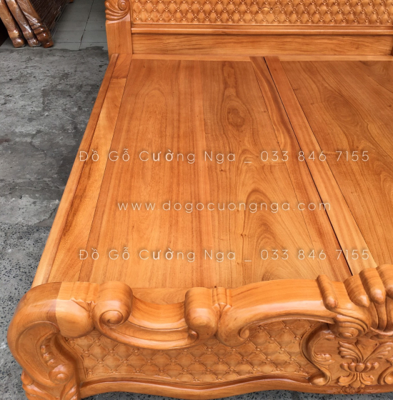 Giường gỗ gõ đỏ cao cấp - phản gõ liền 