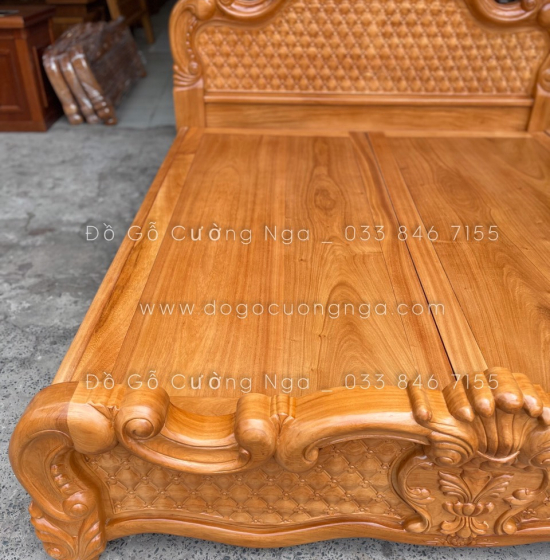Giường gỗ gõ đỏ cao cấp - phản gõ liền 