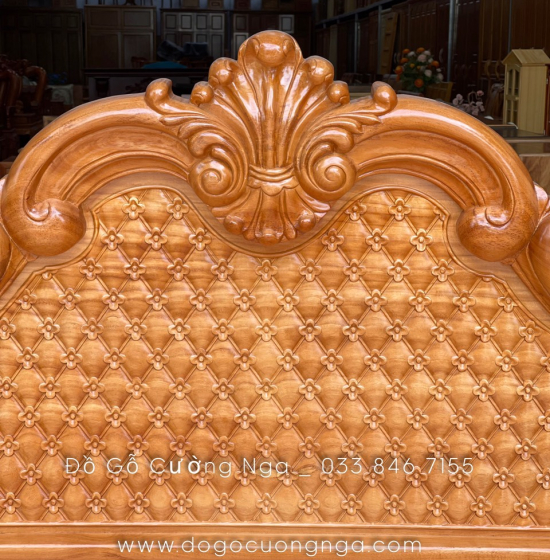 Giường gỗ gõ đỏ cao cấp - phản gõ liền 