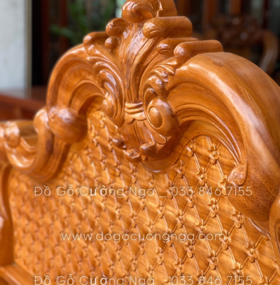 Giường gỗ gõ đỏ cao cấp - phản gõ liền 