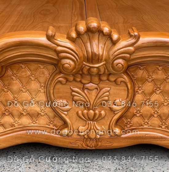 Giường gỗ gõ đỏ cao cấp - phản gõ liền 