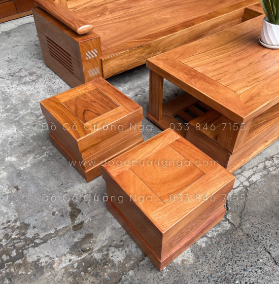 Bộ Bàn Ghế Sofa Góc L Gỗ Gõ Đỏ 2m3x2m - Tay Trứng 