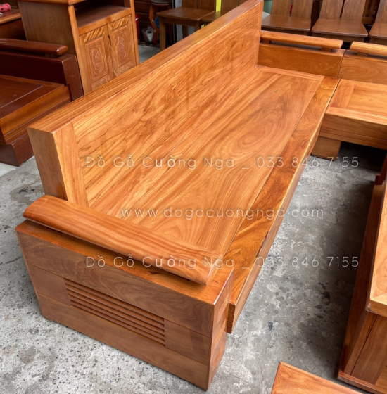 Bộ Bàn Ghế Sofa Góc L Gỗ Gõ Đỏ 2m3x2m - Tay Trứng 