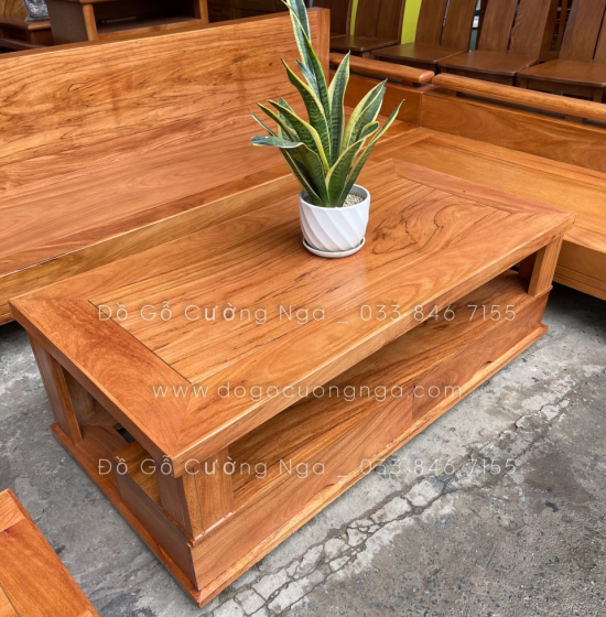 Bộ Bàn Ghế Sofa Góc L Gỗ Gõ Đỏ 2m3x2m - Tay Trứng 