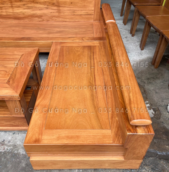 Bộ Bàn Ghế Sofa Góc L Gỗ Gõ Đỏ 2m3x2m - Tay Trứng 