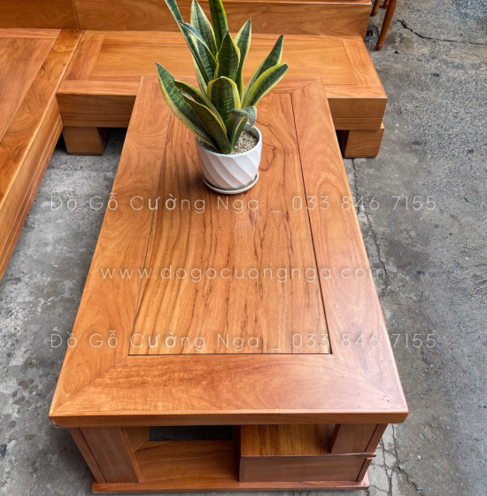 Bộ Bàn Ghế Sofa Góc L Gỗ Gõ Đỏ 2m3x2m - Tay Trứng 