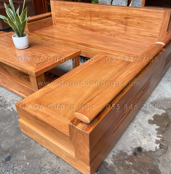 Bộ Bàn Ghế Sofa Góc L Gỗ Gõ Đỏ 2m3x2m - Tay Trứng 