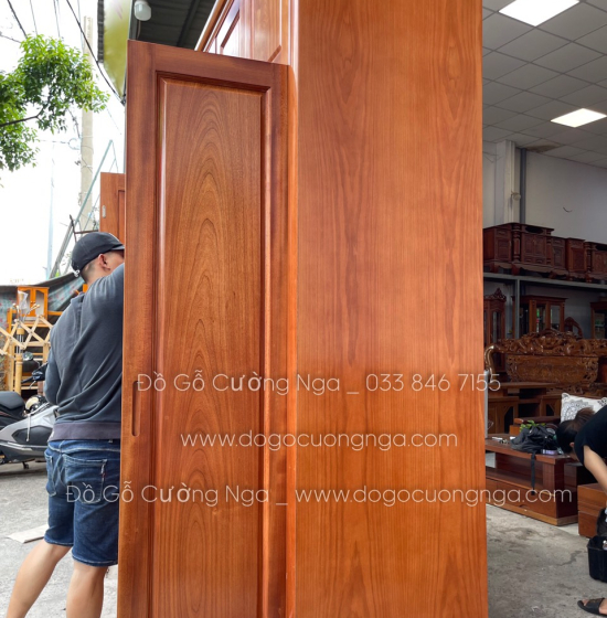 Tủ quần áo gỗ xoan đào cao 5 cánh - 2 tầng cao cấp 