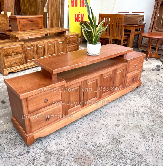 Kệ Tivi Gỗ Xoan Đào Cao Cấp Mẫu Mâm KG 031