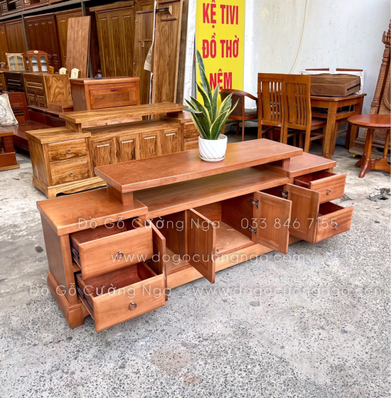 Kệ Tivi Gỗ Xoan Đào Cao Cấp Mẫu Mâm KG 031