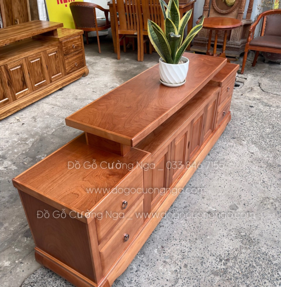 Kệ Tivi Gỗ Xoan Đào Cao Cấp Mẫu Mâm KG 031