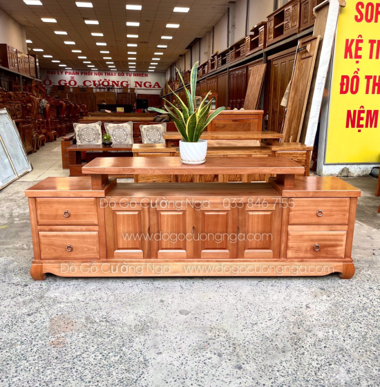 Kệ Tivi Gỗ Xoan Đào Cao Cấp Mẫu Mâm KG 031