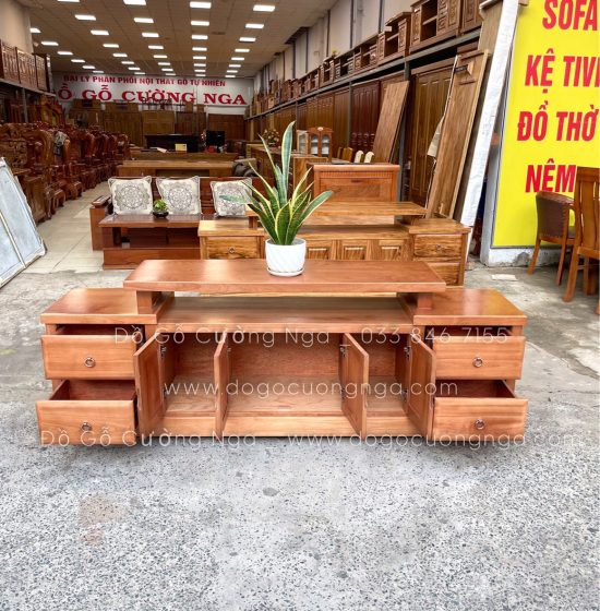 Kệ Tivi Gỗ Xoan Đào Cao Cấp Mẫu Mâm KG 031