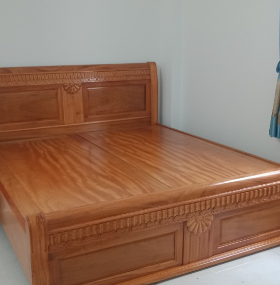 Giường gỗ gõ đỏ vạt phản liền mẫu quạt 