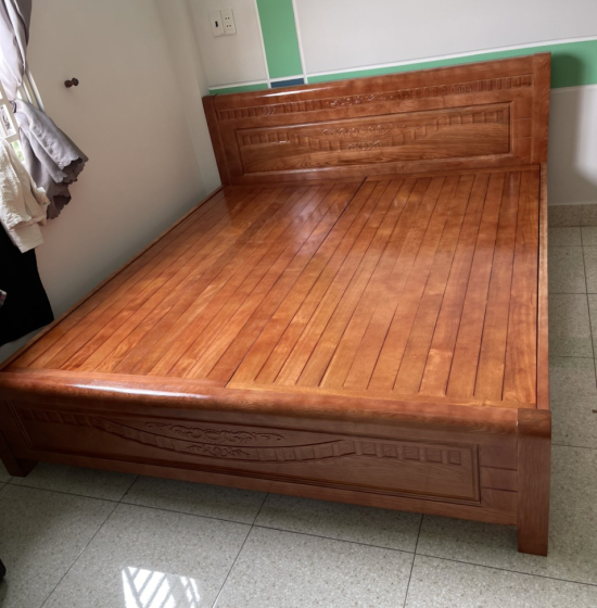 Giường gỗ sồi nga vạt phản - màu cánh gián 