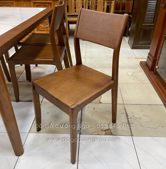 Bộ bàn ăn gỗ sồi nga 6 ghế - lau màu óc chó đẹp BG 065