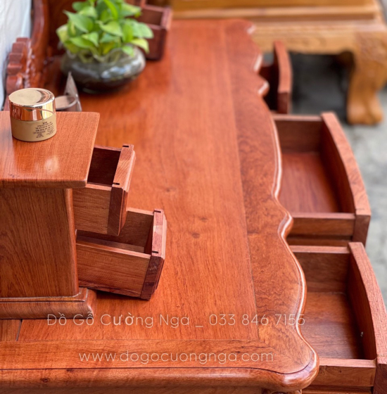 Bàn Trang Điểm Gỗ Hương Đá Cao Cấp Mẫu Hoa Hồng TĐ 013