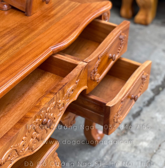Bàn Phấn Trang Điểm Gỗ Gõ Đỏ 1m2 Cao Cấp - TĐ 04