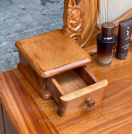 Bàn Phấn Trang Điểm Gỗ Gõ Đỏ 1m2 Cao Cấp - TĐ 04