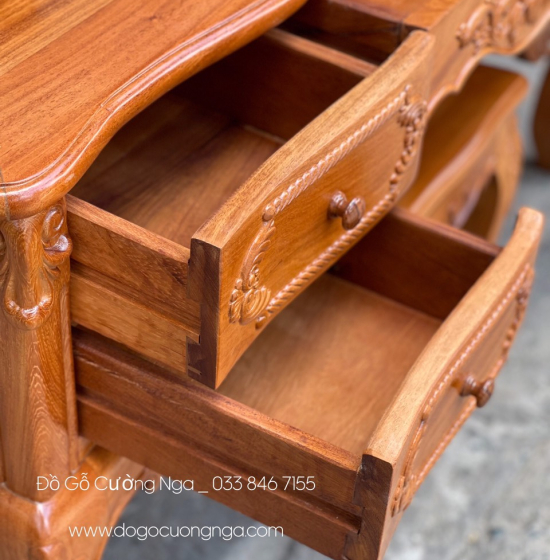 Bàn Phấn Trang Điểm Gỗ Gõ Đỏ 1m2 Cao Cấp - TĐ 04