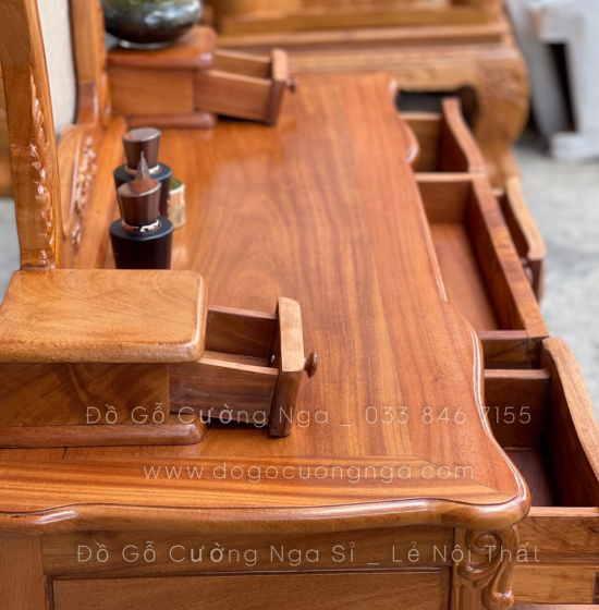 Bàn Phấn Trang Điểm Gỗ Gõ Đỏ 1m2 Cao Cấp - TĐ 04