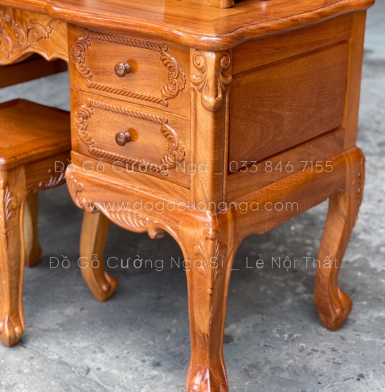 Bàn Phấn Trang Điểm Gỗ Gõ Đỏ 1m2 Cao Cấp - TĐ 04