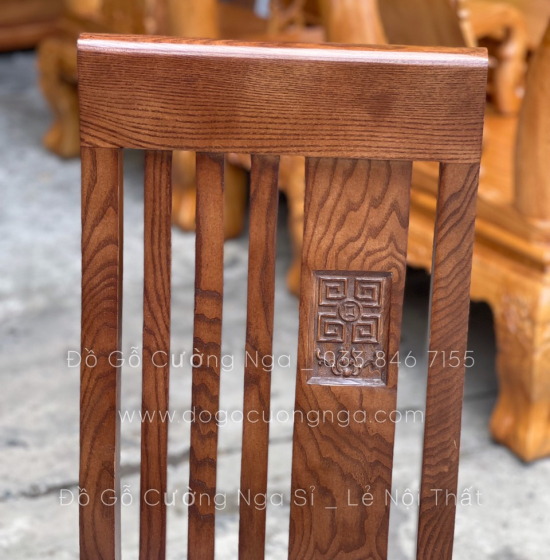 Bộ bàn ăn gỗ sồi nga 4 ghế mặt liền  - màu óc chó hiện đại BS 02 