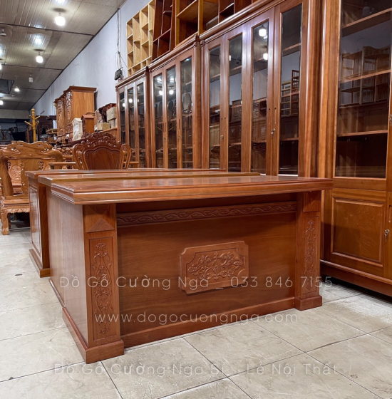 Bàn Làm Việc Giám Đốc Gỗ Xoan Đào Cao Cấp  1m4 - BLV 08