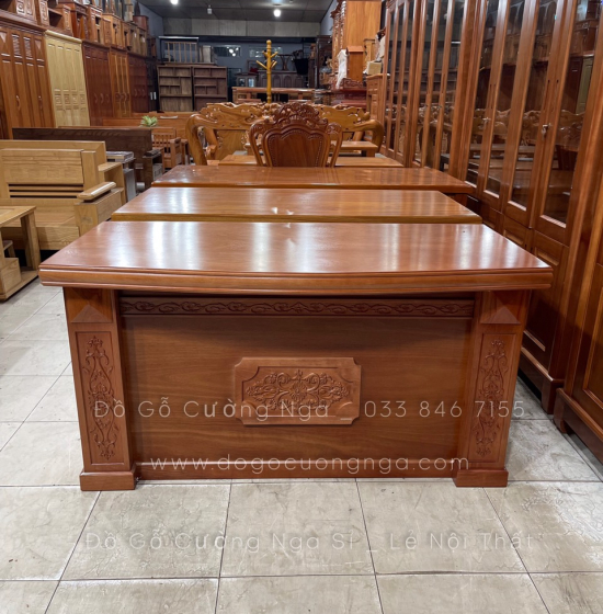 Bàn Làm Việc Giám Đốc Gỗ Xoan Đào Cao Cấp  1m4 - BLV 08