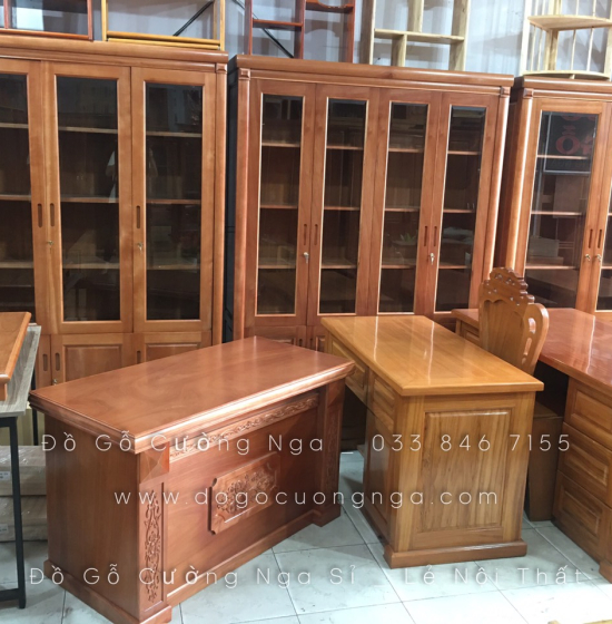 Bàn Làm Việc Giám Đốc Gỗ Xoan Đào Cao Cấp  1m4 - BLV 08