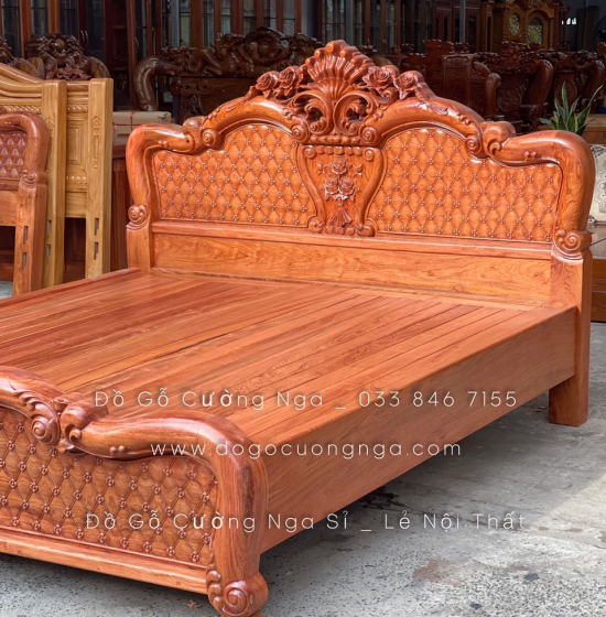 Giường gỗ hương đá cao cấp GH 02