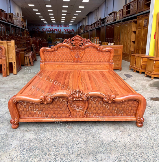 Giường gỗ hương đá cao cấp GH 02