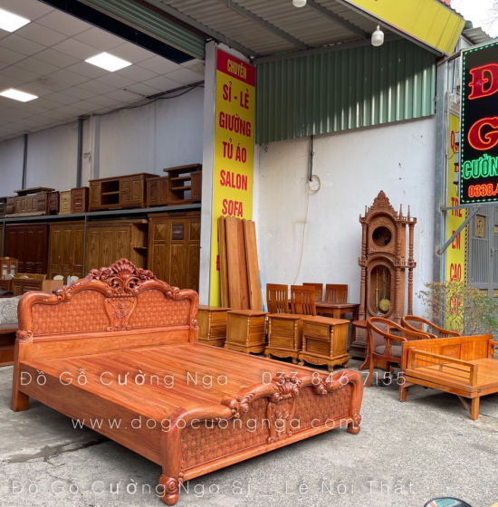 Giường gỗ hương đá cao cấp GH 02