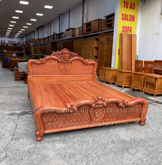 Giường gỗ hương đá cao cấp GH 02