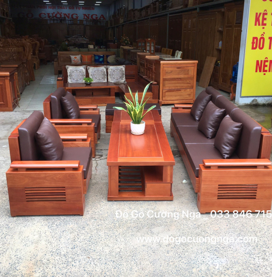 Bàn Ghế Sofa Gỗ Xoan Đào 7 Món - Đối Trứng 7 Món 