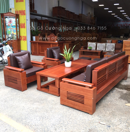 Bàn Ghế Sofa Gỗ Xoan Đào 7 Món - Đối Trứng 7 Món 