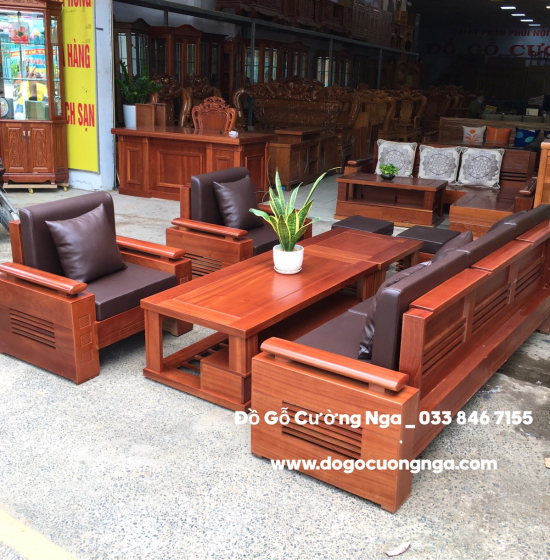 Bàn Ghế Sofa Gỗ Xoan Đào 7 Món - Đối Trứng 7 Món 
