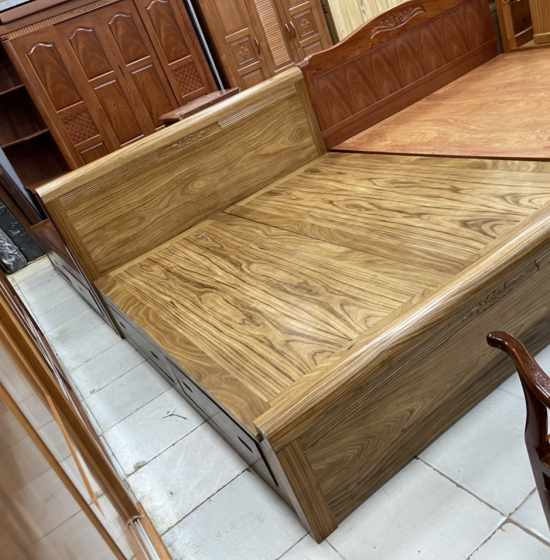 Giường gỗ hương xám 2 ngăn kéo  hiện đại 