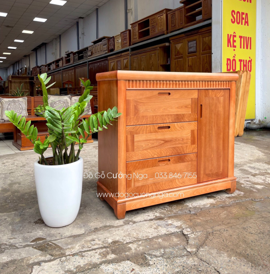 Tủ ngăn kéo gỗ xoan đào 1m2 - tủ đựng quần áo em bé hiện đại 