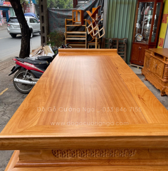 Bàn thờ án gian gỗ gõ đỏ 1m53 trạm sen cao cấp BT 03 