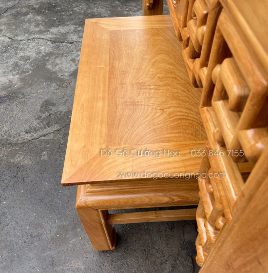 Bàn thờ án gian gỗ gõ đỏ 1m53 trạm sen cao cấp BT 03 