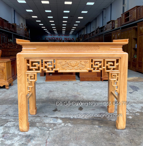 Bàn thờ án gian gỗ gõ đỏ 1m53 trạm sen cao cấp BT 03 