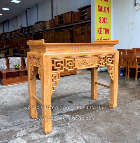 Bàn thờ án gian gỗ gõ đỏ 1m53 trạm sen cao cấp BT 03 