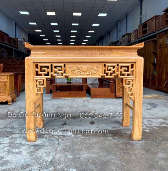Bàn thờ án gian gỗ gõ đỏ 1m53 trạm sen cao cấp BT 03 