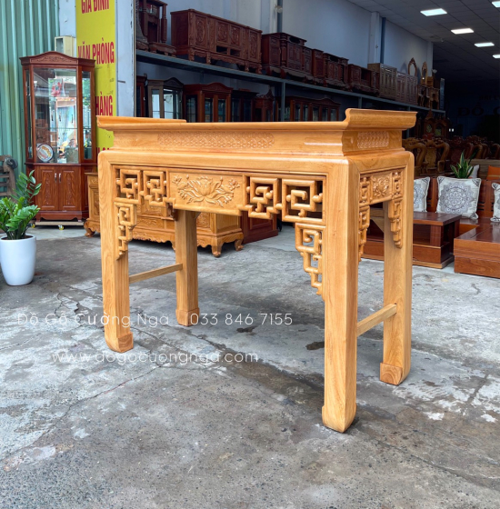 Bàn Thờ Gỗ Gõ Đỏ Một Tầng 1m53 Trạm Sen BT 1.09
