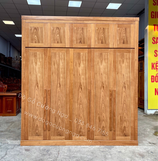 Tủ quần áo gỗ hương xám 2 tầng 5 cánh cao cấp 